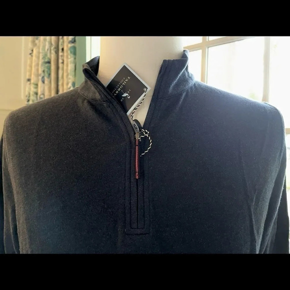 TaylorByrds  Mens Navy Blue 100% Cotton 1/4 Zip Pullover Size M - Picture 3 of 12